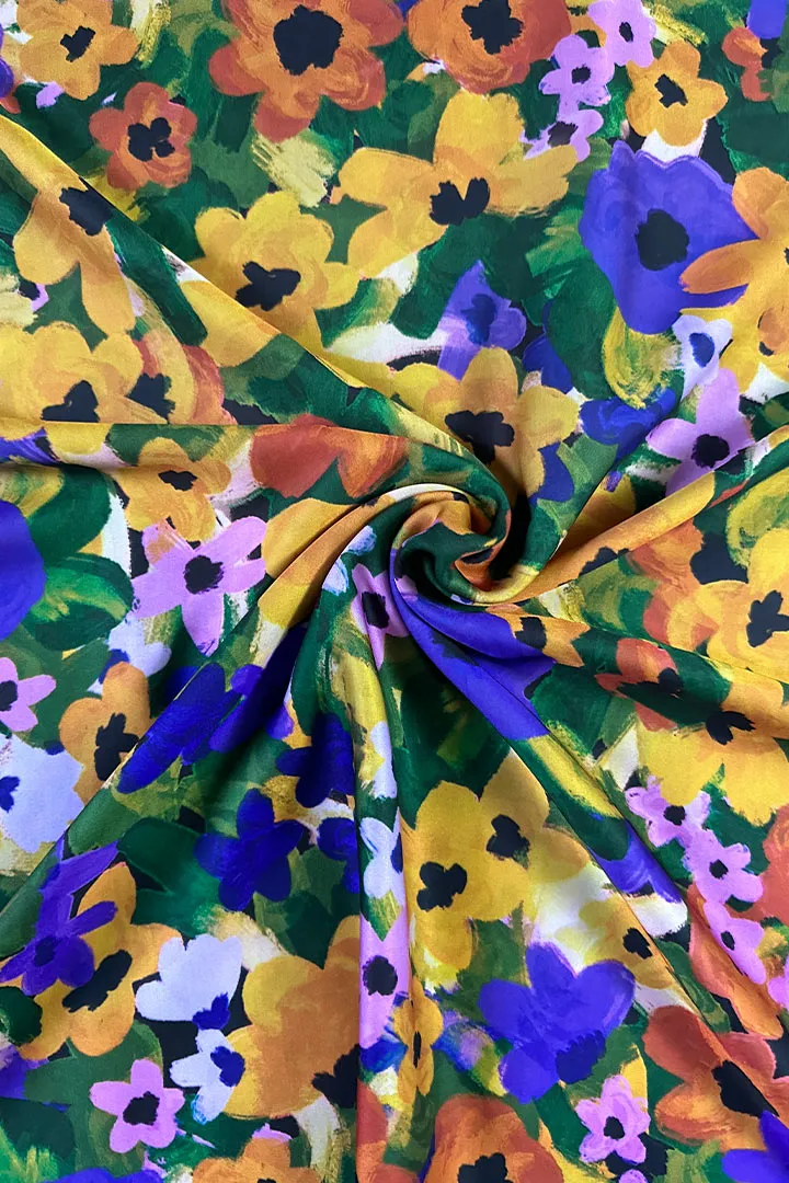 Multicolor Floral Printed Modal Satin Fabric