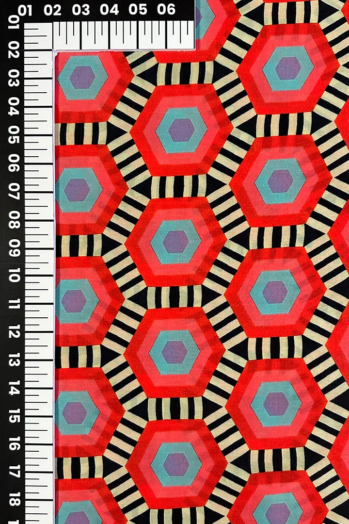 Multicolor Geometric Printed Muslin Fabric