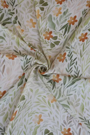 Multicolor Shaded Floral Pattern Printed Natural Muslin Silk Fabric