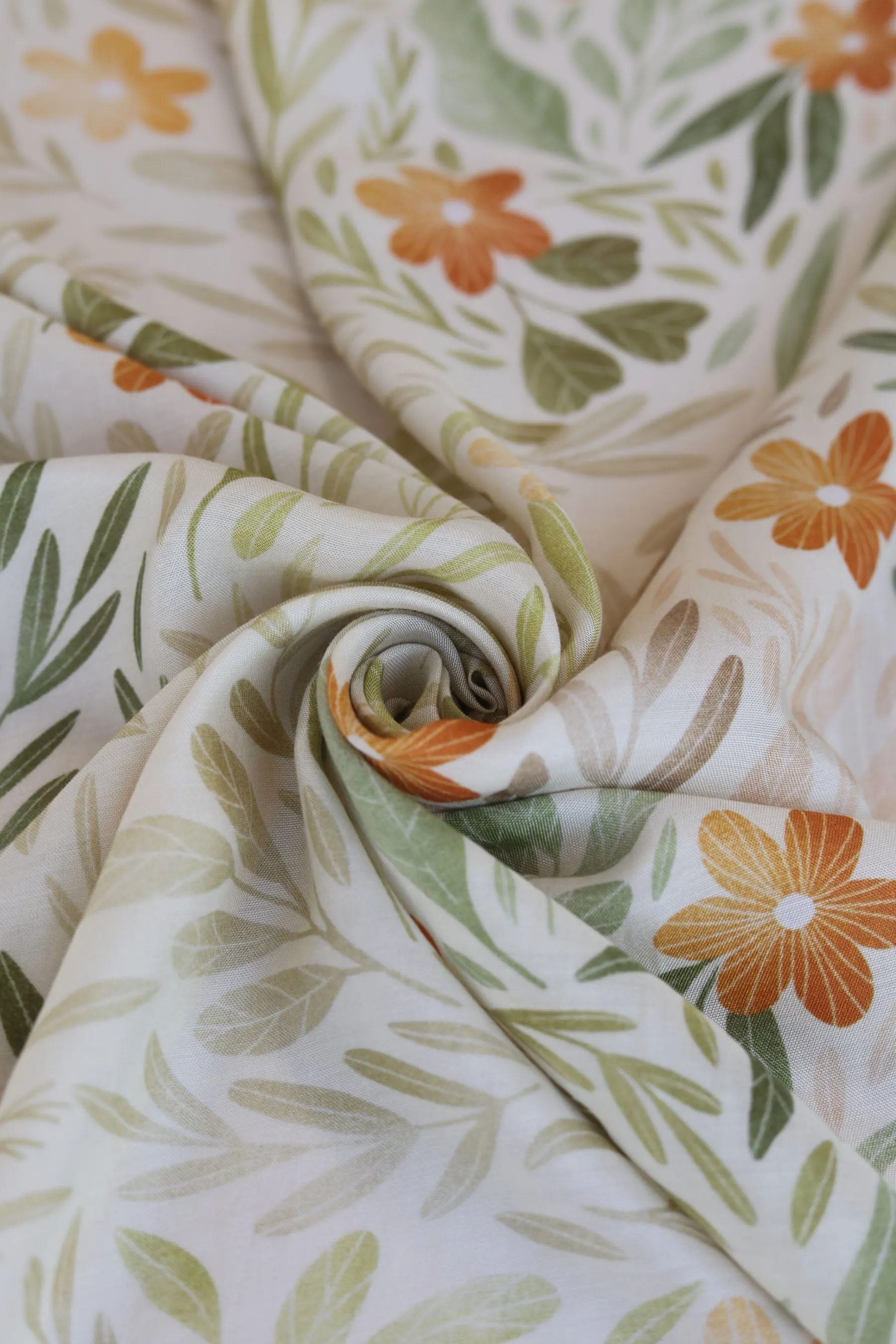 Multicolor Shaded Floral Pattern Printed Natural Muslin Silk Fabric