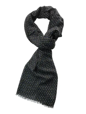 Navy Abstract Print Wool Scarf