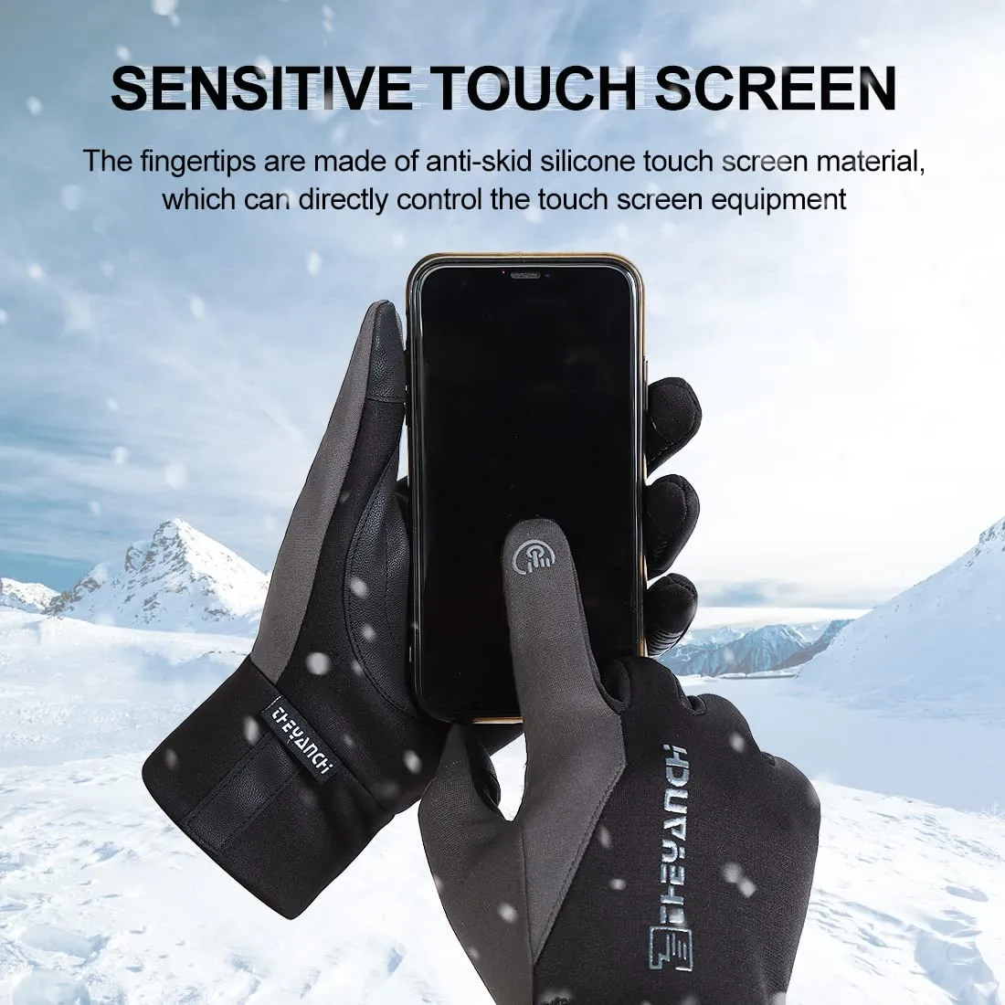 NewDoar Winter Gloves Touch Screen, Windproof Snow Gloves for Climbing Running Skiing Riding Cycling