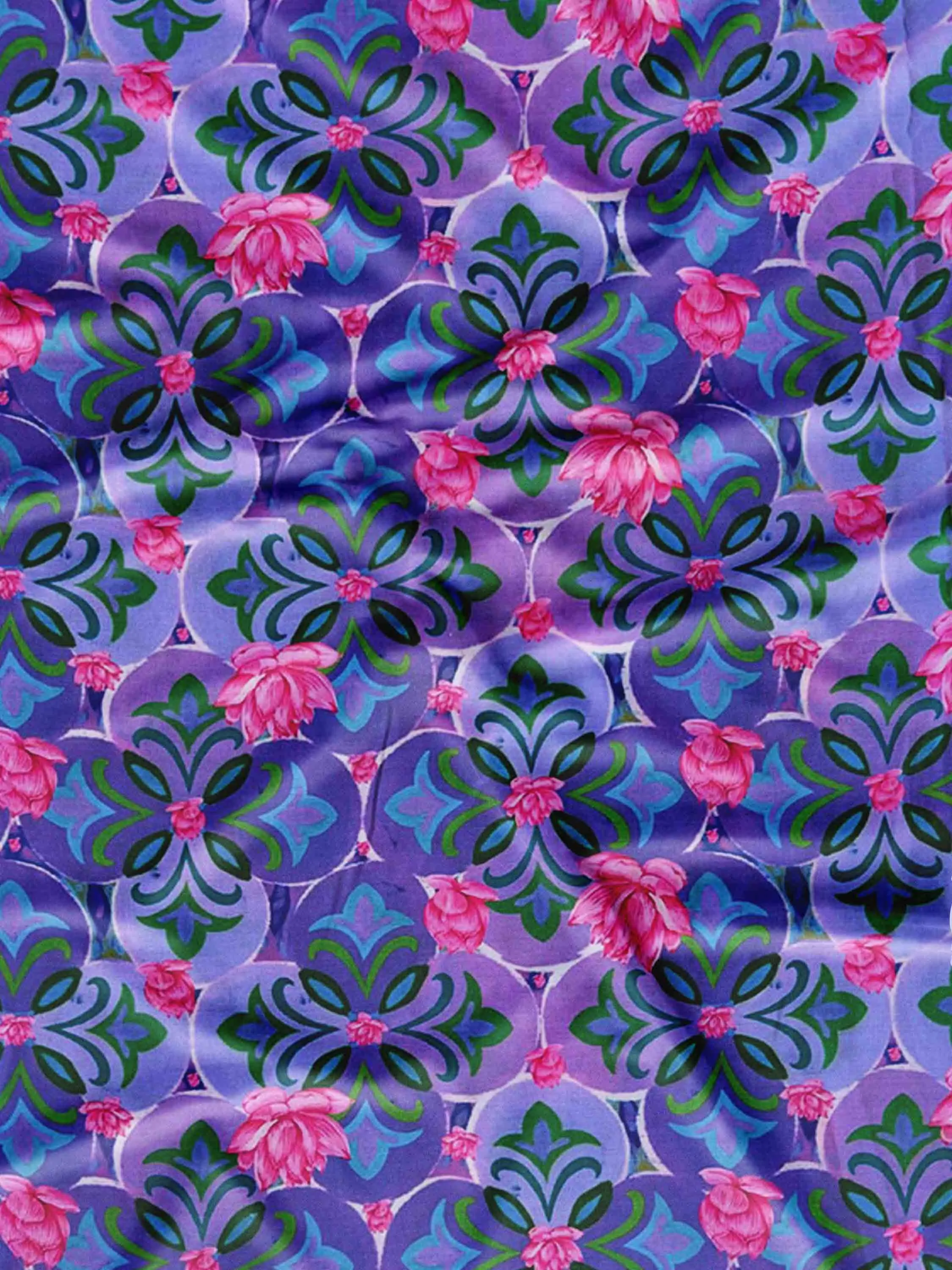 Pastel Purple Floral Printed Muslin Fabric