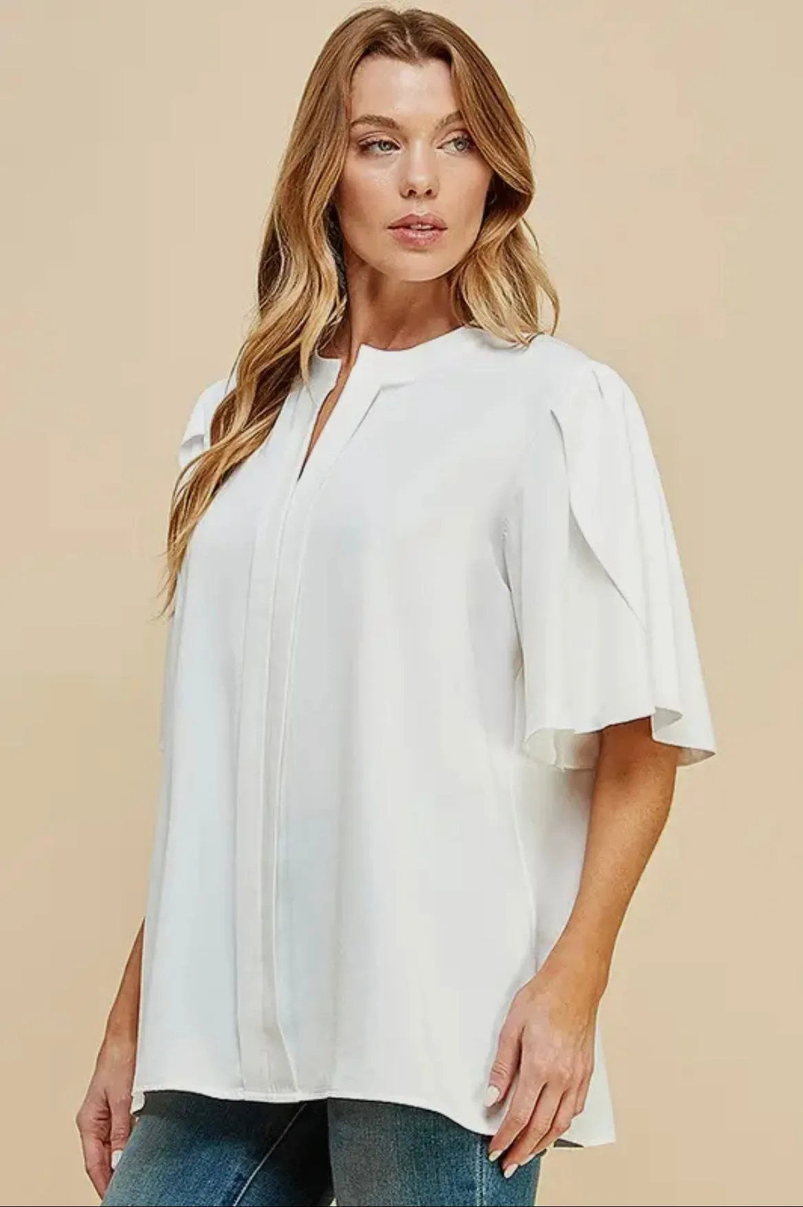 Petal Flutter Sleeve Blouse