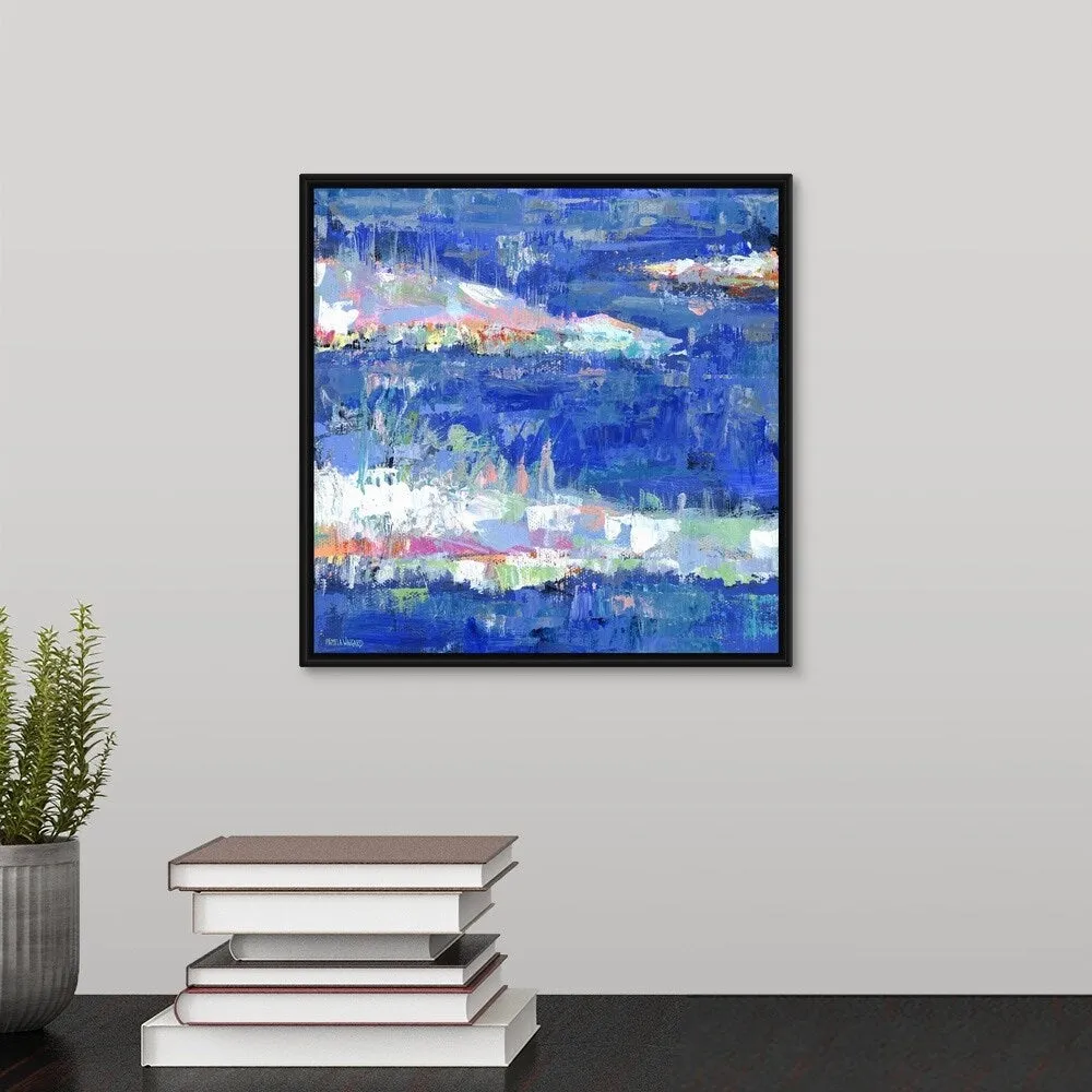 "Blue Series Calm" Black Float Frame Canvas Art