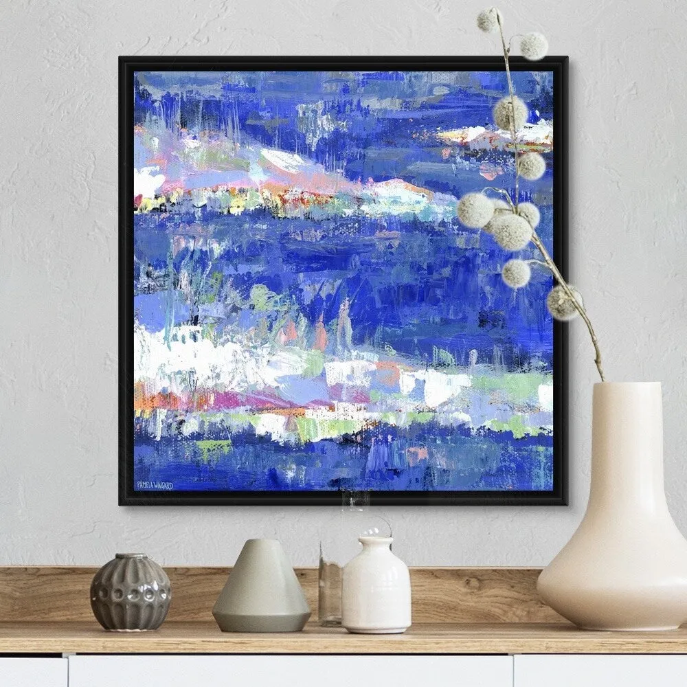 "Blue Series Calm" Black Float Frame Canvas Art