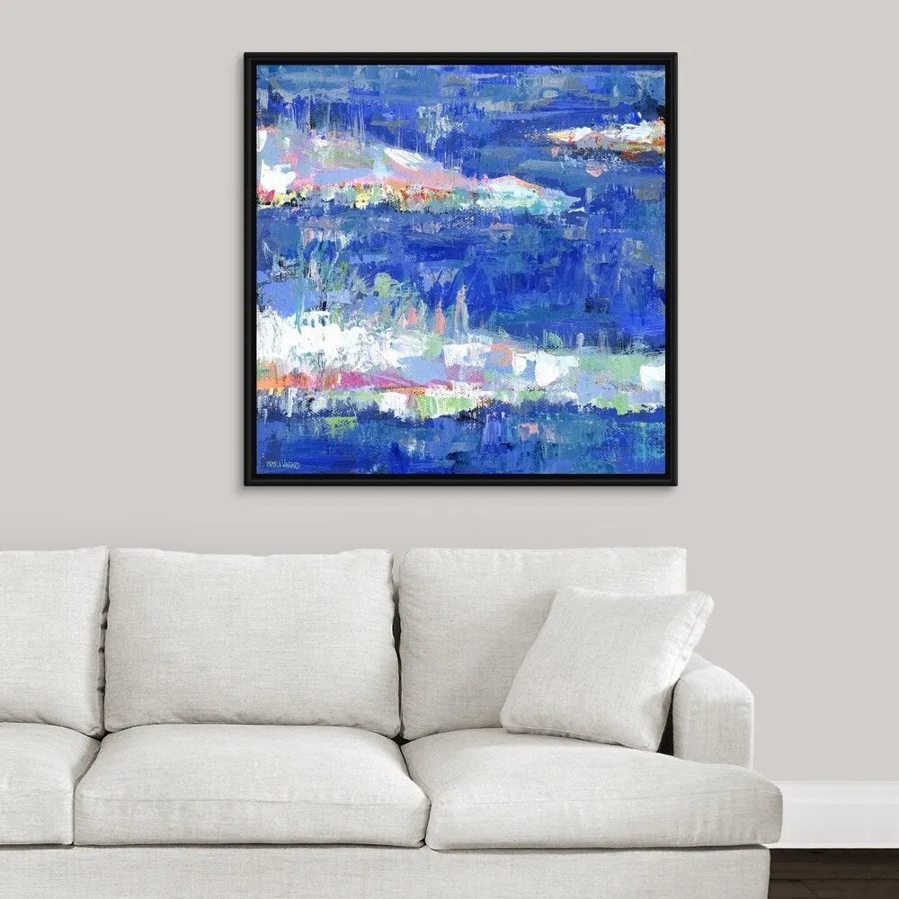 "Blue Series Calm" Black Float Frame Canvas Art