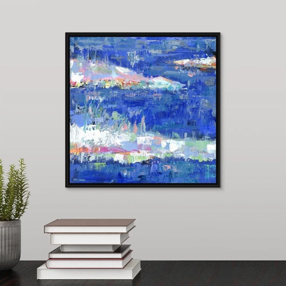 "Blue Series Calm" Black Float Frame Canvas Art