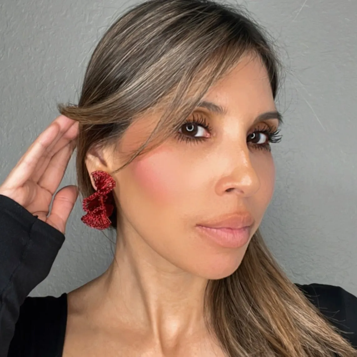 Red Small Ruffle Hoops