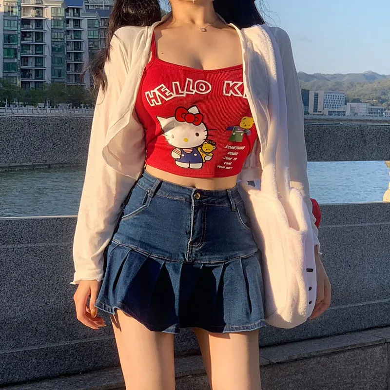 Red Sweet Kitty Crop Top