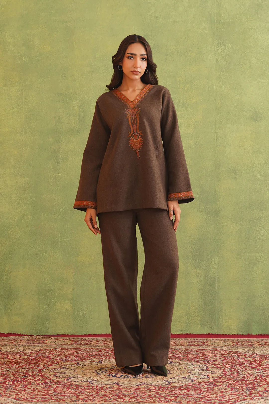 Safar Merino Wool Embroidered Firan Set