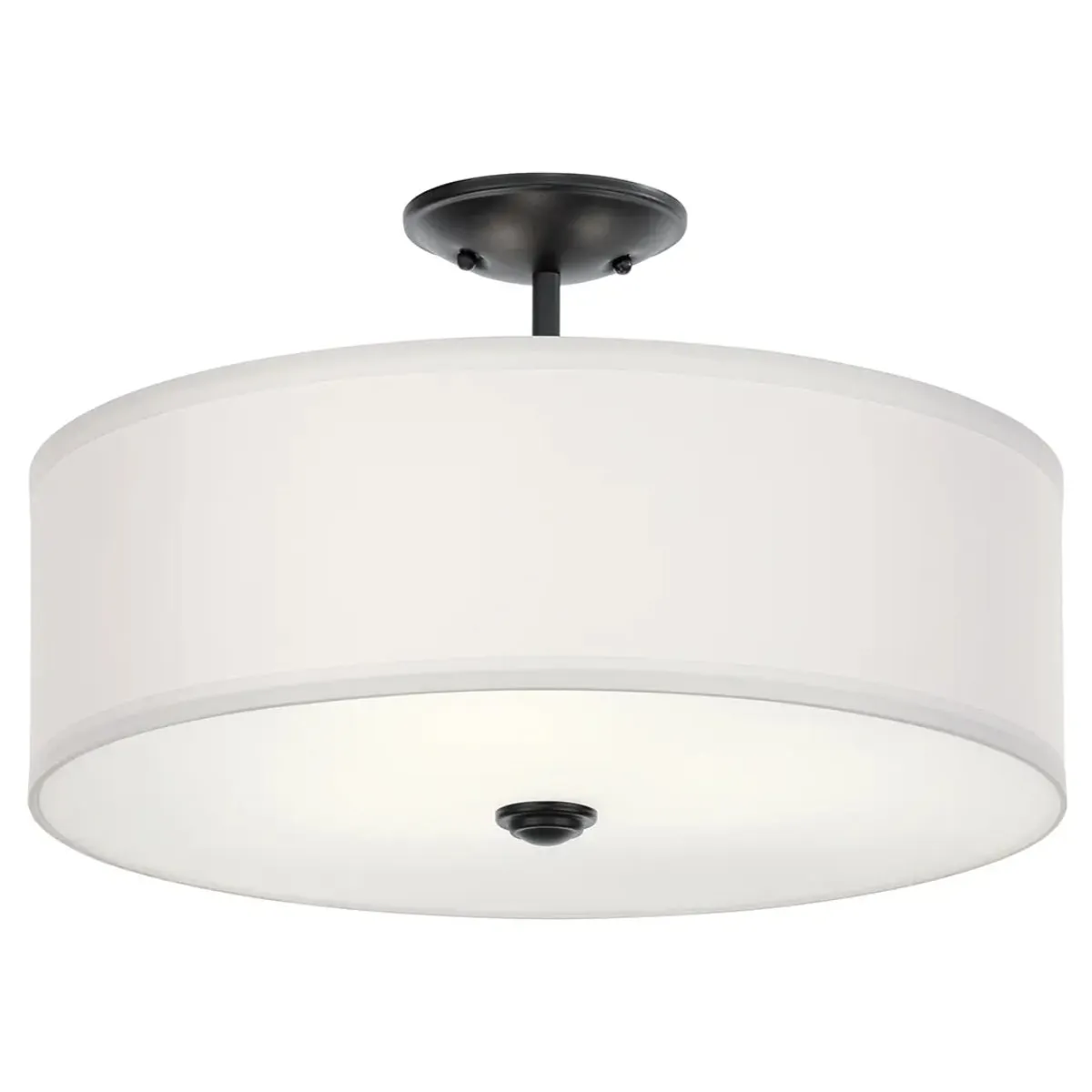 Shailene 18" 3-Light Round Semi-Flush Mount, Black Finish