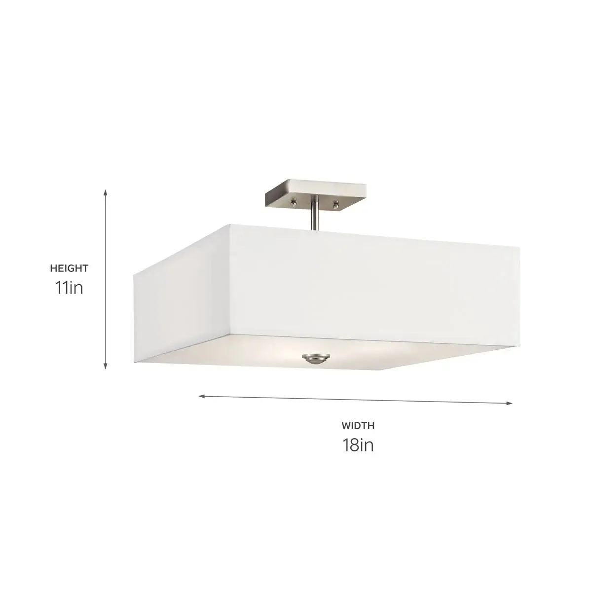 Shailene 18" 3-Light Square Semi-Flush Mount, Brushed Nickel Finish