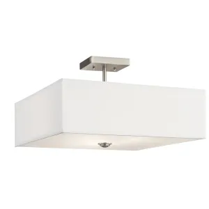 Shailene 18" 3-Light Square Semi-Flush Mount, Brushed Nickel Finish