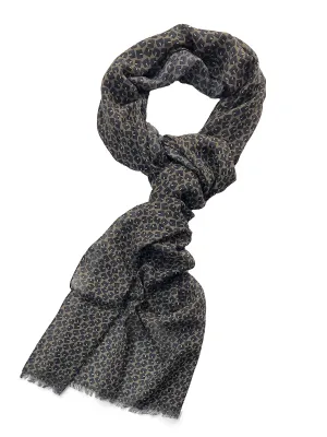 Taupe Abstract Print Wool Scarf