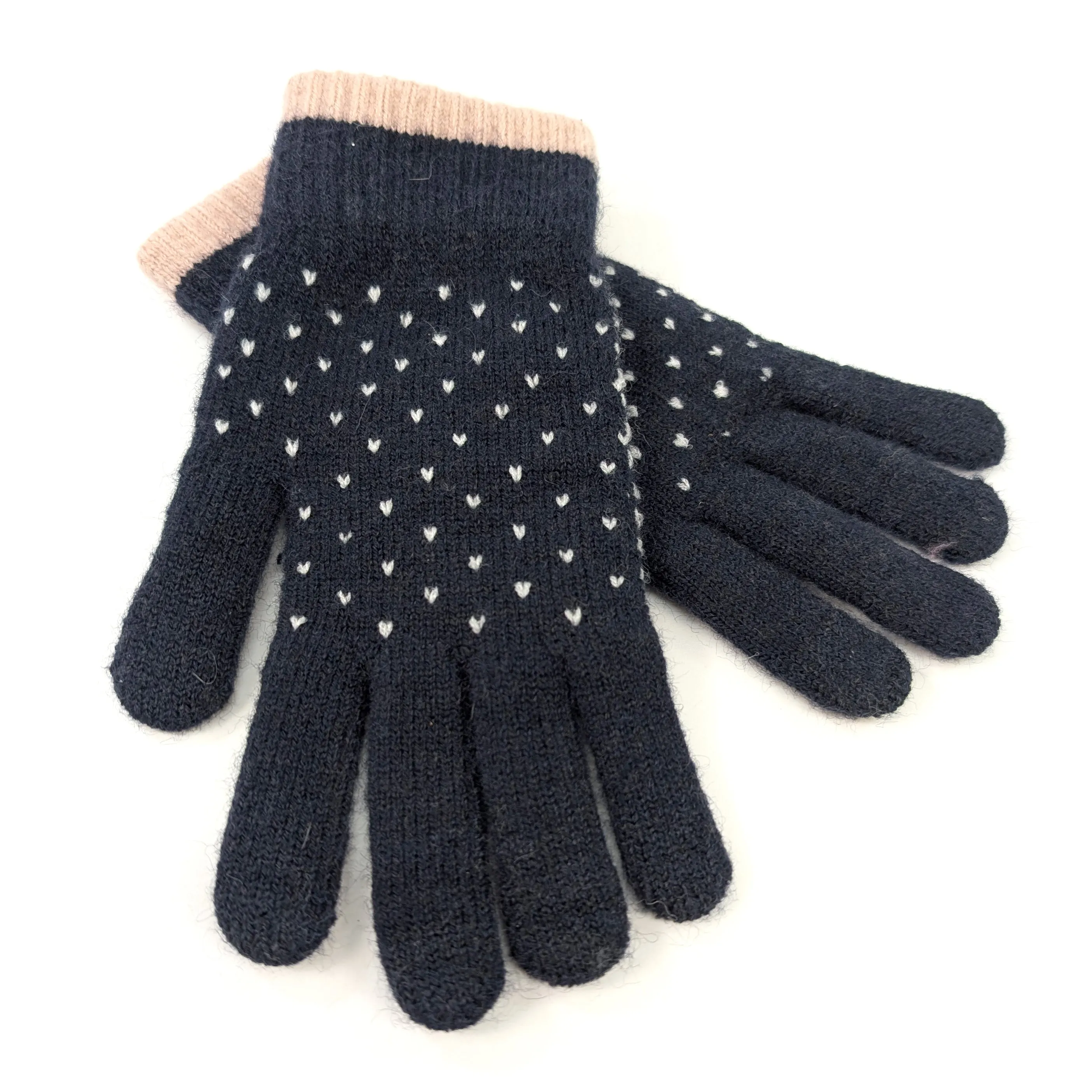 Tiny Hearts Gloves - Navy Blue