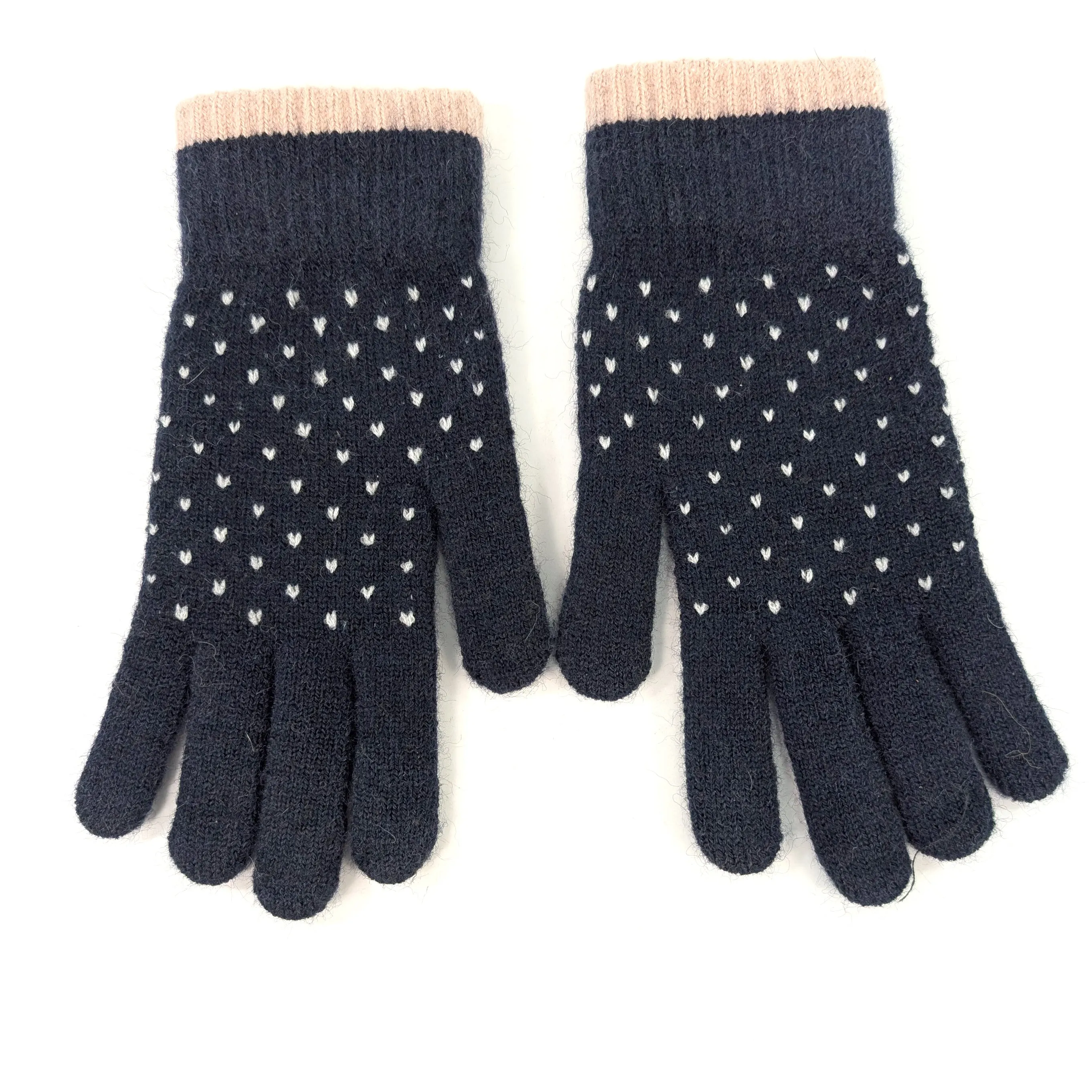 Tiny Hearts Gloves - Navy Blue