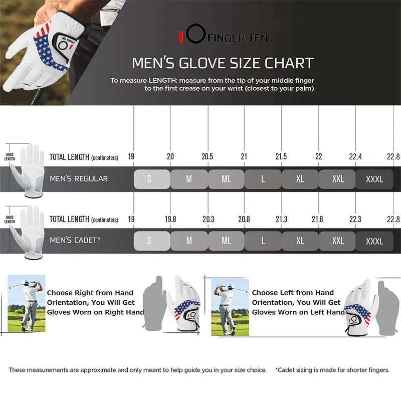 USA Flag Golf Gloves Men Leather All Weather Grip 5 Pack