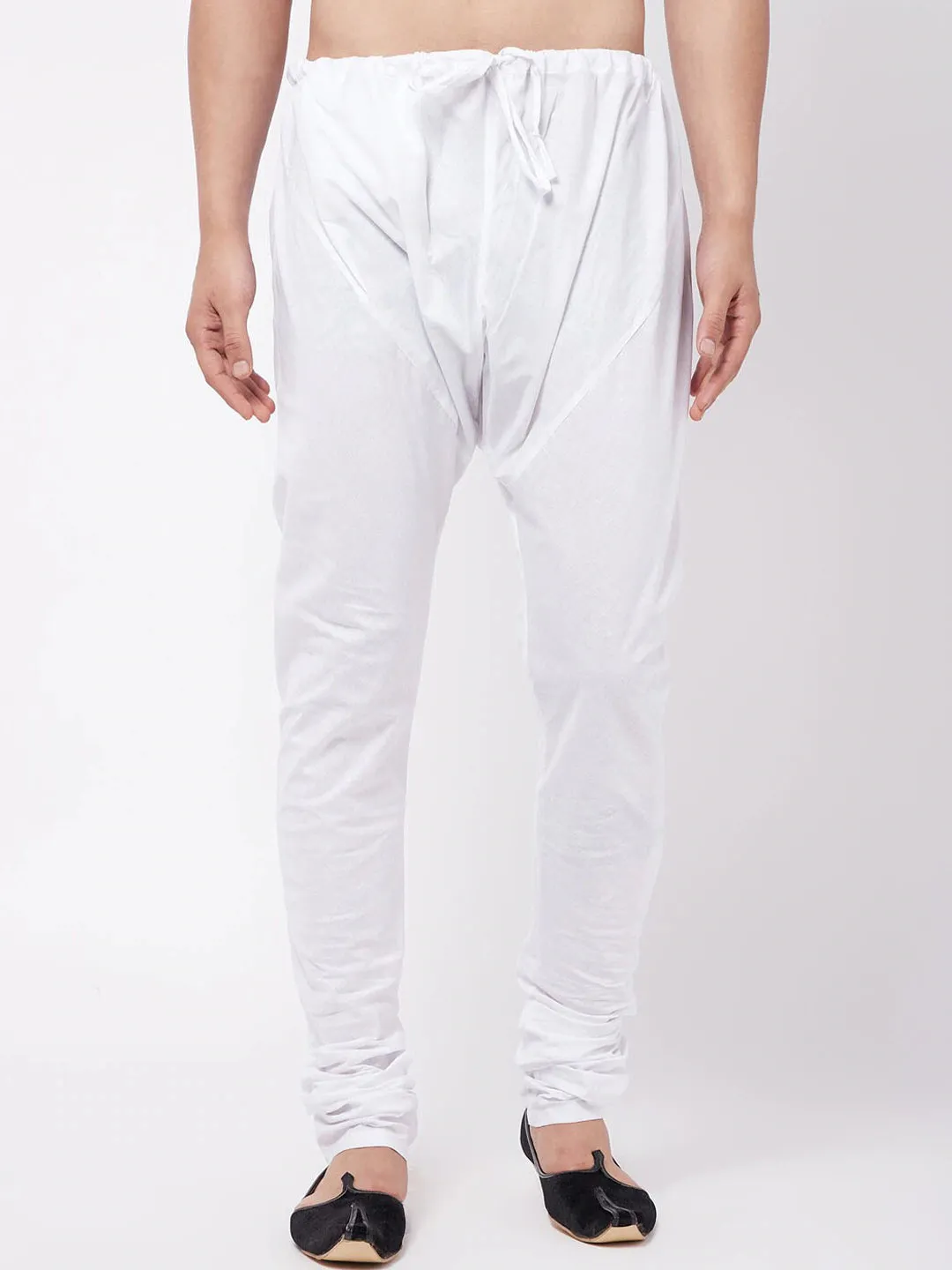 VASTRAMAY Men White Solid Pure Cotton Relaxed-Fit Pyjama