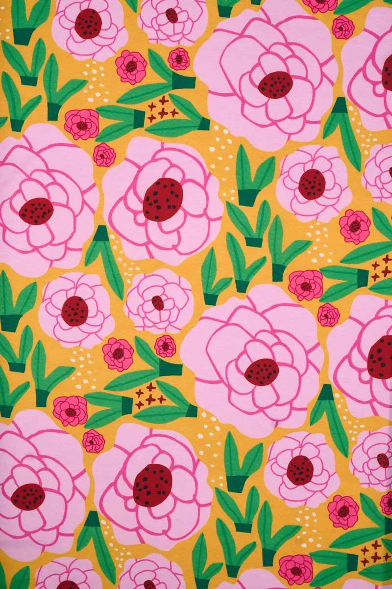 Vibrant Geo Floral Pattern Printed Muslin Fabric