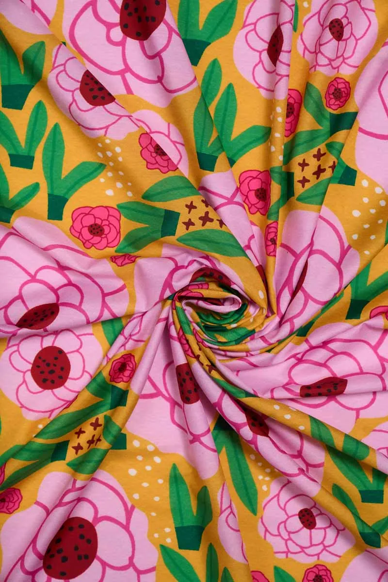 Vibrant Geo Floral Pattern Printed Muslin Fabric