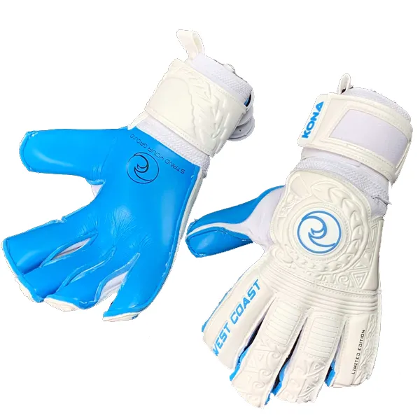 West Coast Pure Kona Cyan Goalkeeper Gloves (White/Cyan)