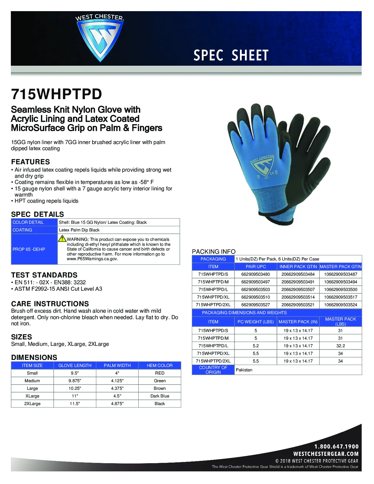 Westchester Winter Glove with HPT Coating 1pair