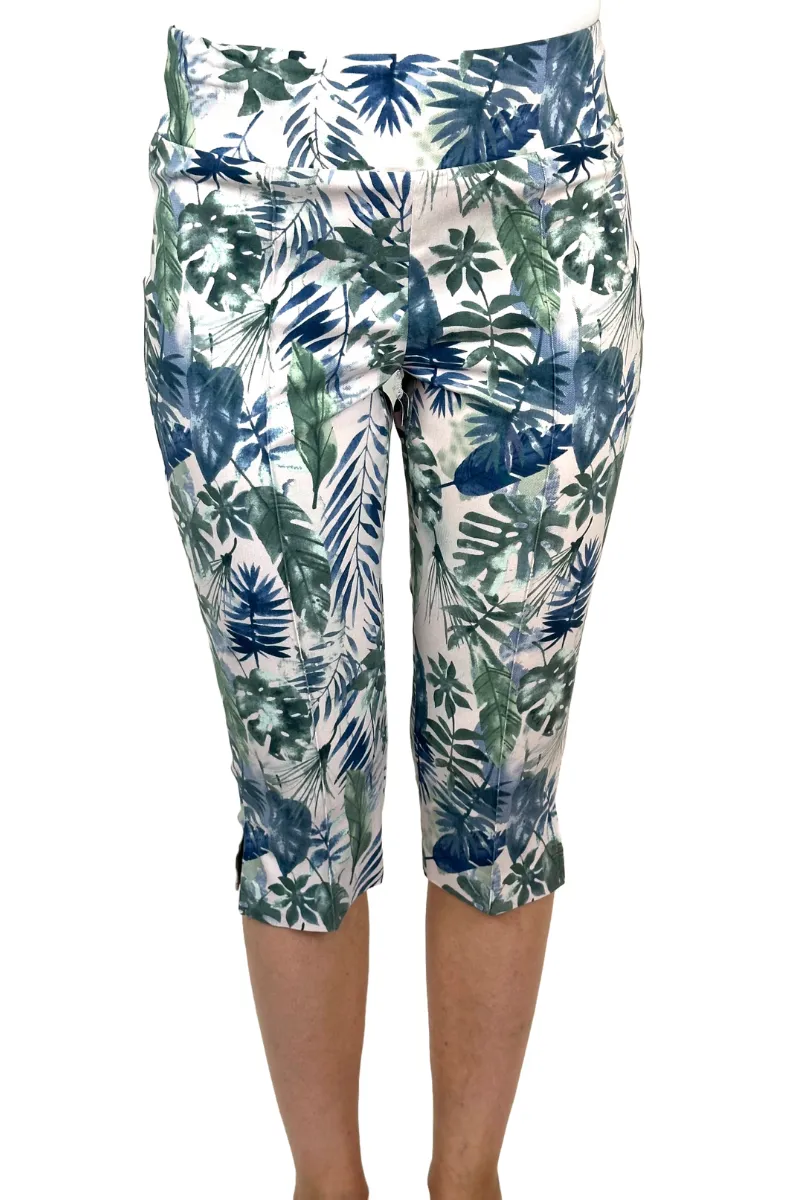 Women's Capri Floral Print Quality Stretch Comfort Fabric Quality and Comfort Our best Seller Proudly Made In Canada Yvonne Marie Boutiques