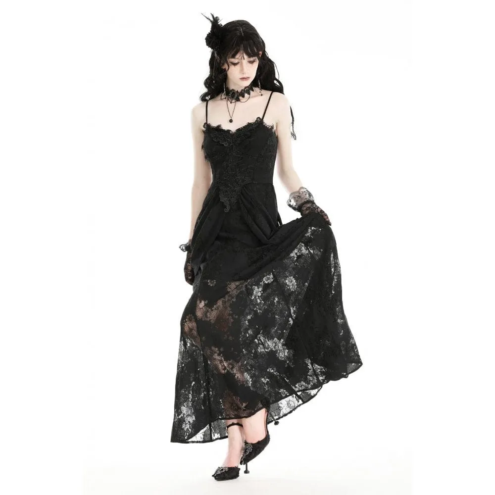 Women's Gothic Floral Embroidered Lace Wedding Slip Dress