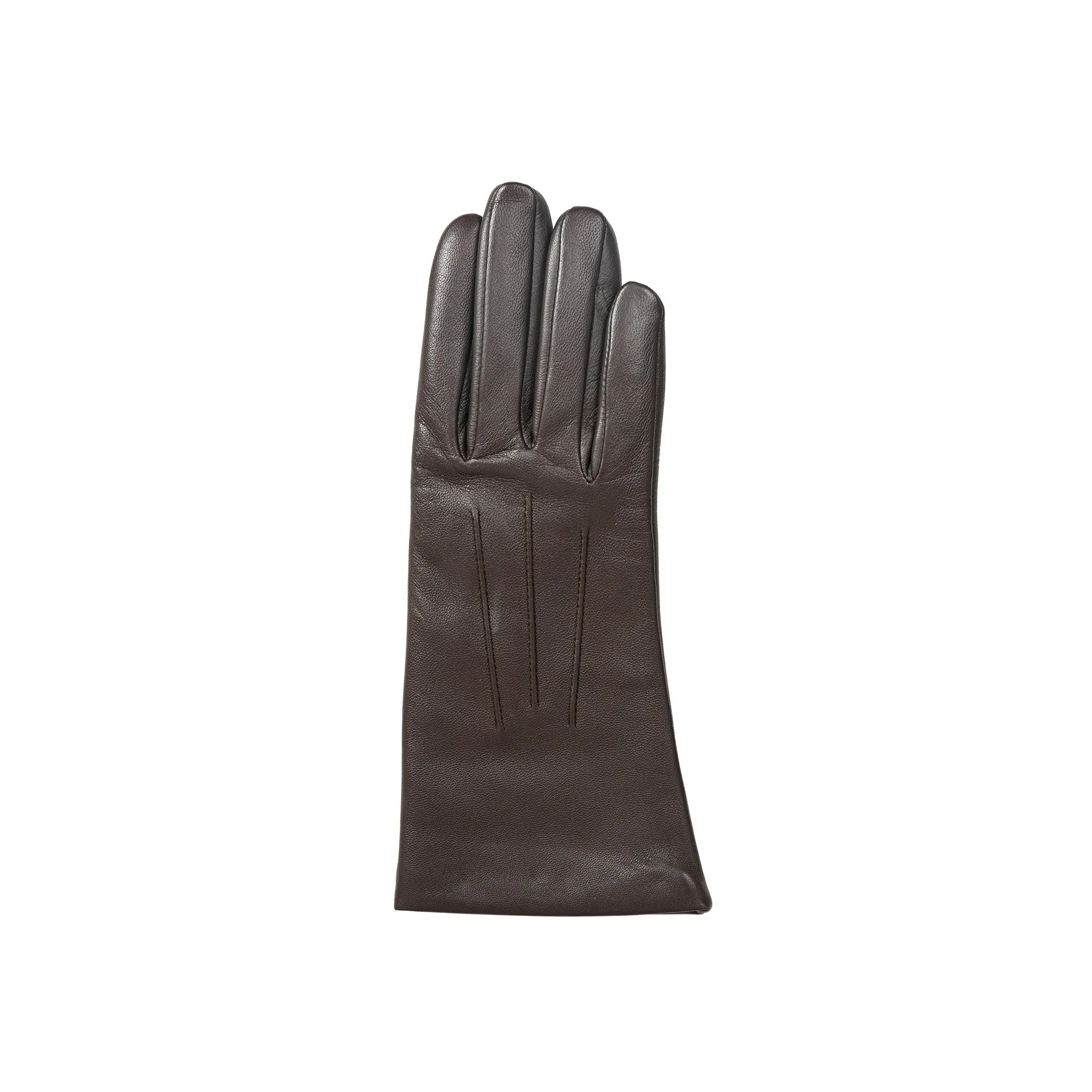 Women’s Touchscreen Three-Point Cashmere-Lined Leather Gloves