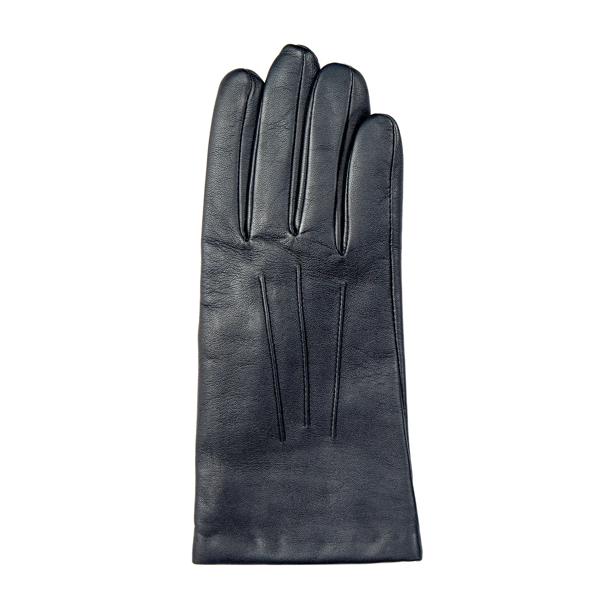 Women’s Touchscreen Three-Point Cashmere-Lined Leather Gloves