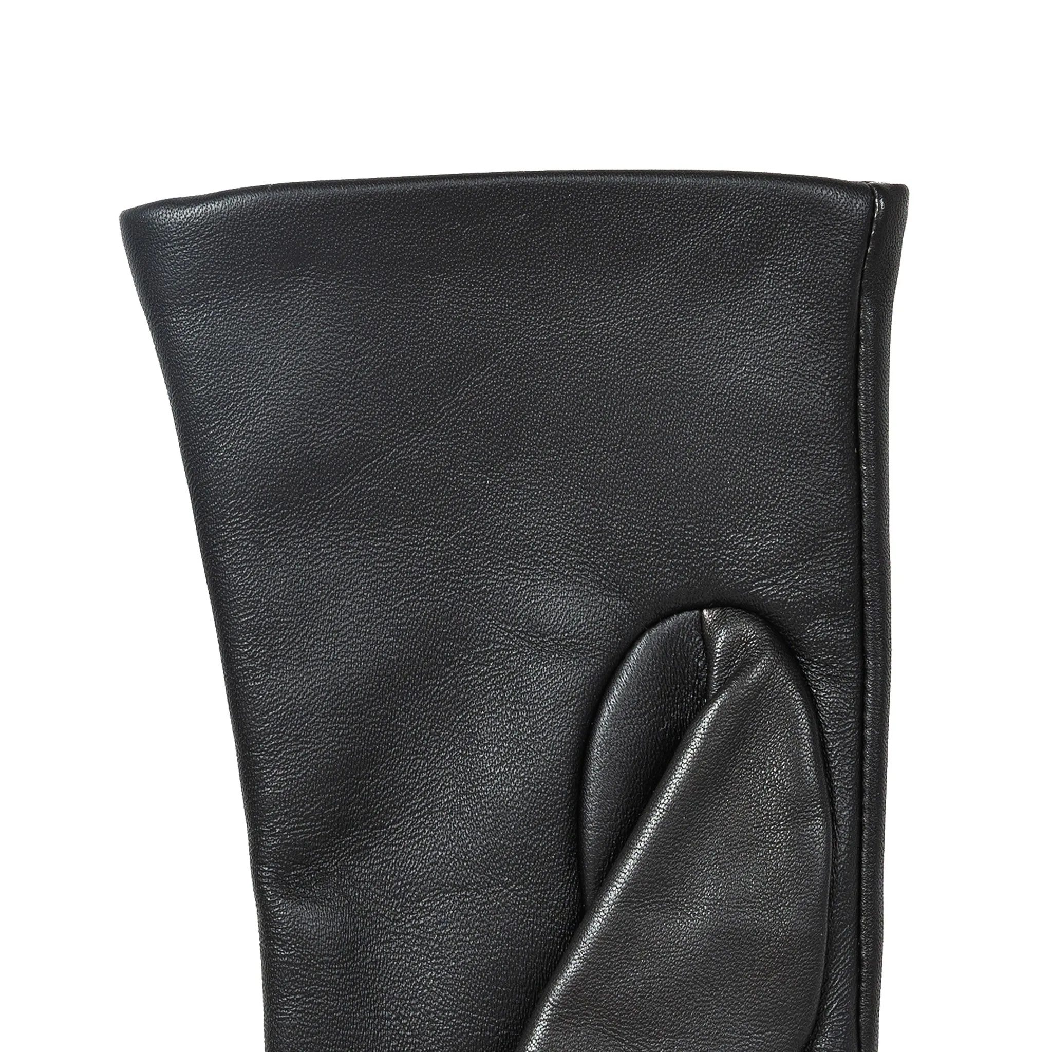 Women’s Touchscreen Three-Point Cashmere-Lined Leather Gloves