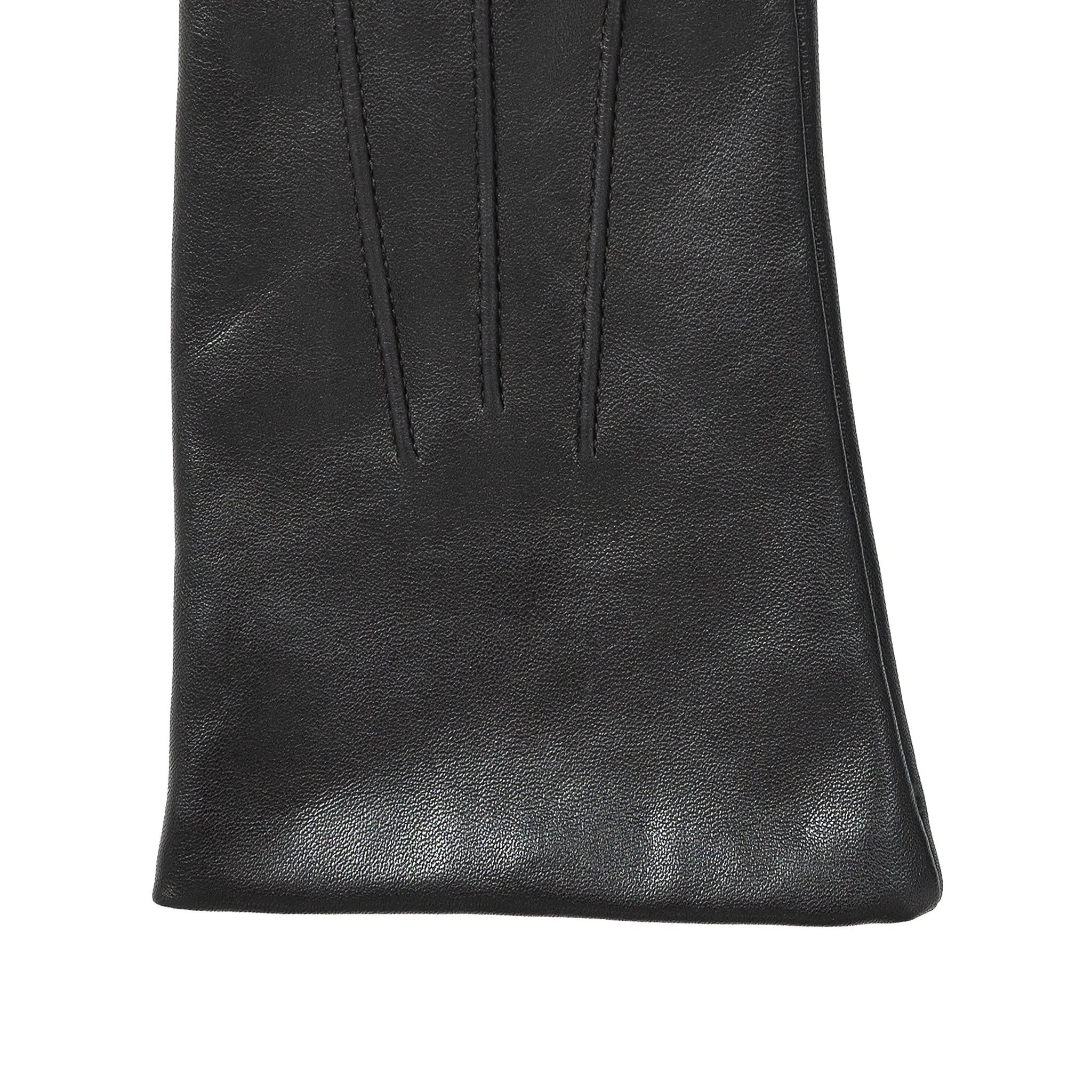 Women’s Touchscreen Three-Point Cashmere-Lined Leather Gloves