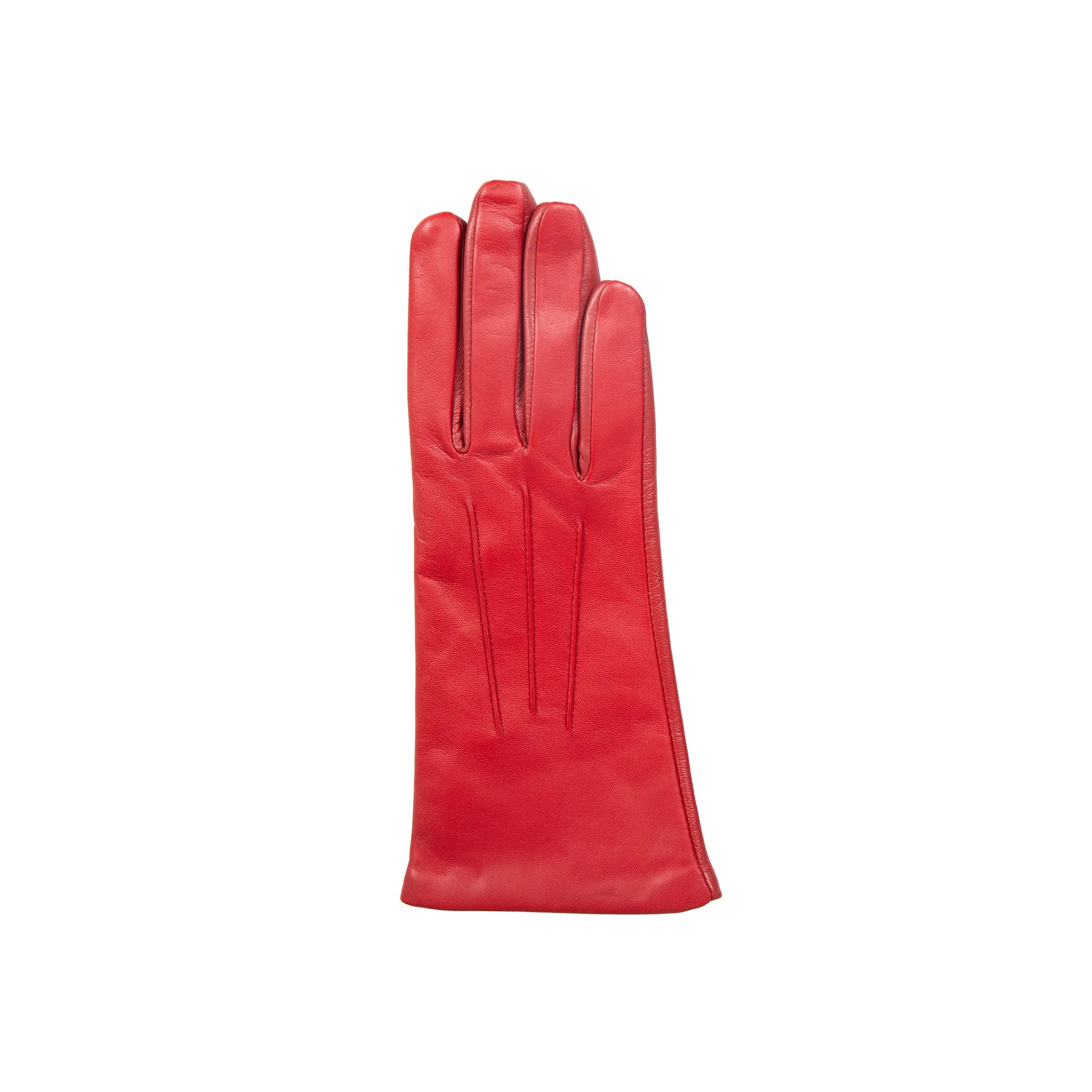 Women’s Touchscreen Three-Point Cashmere-Lined Leather Gloves