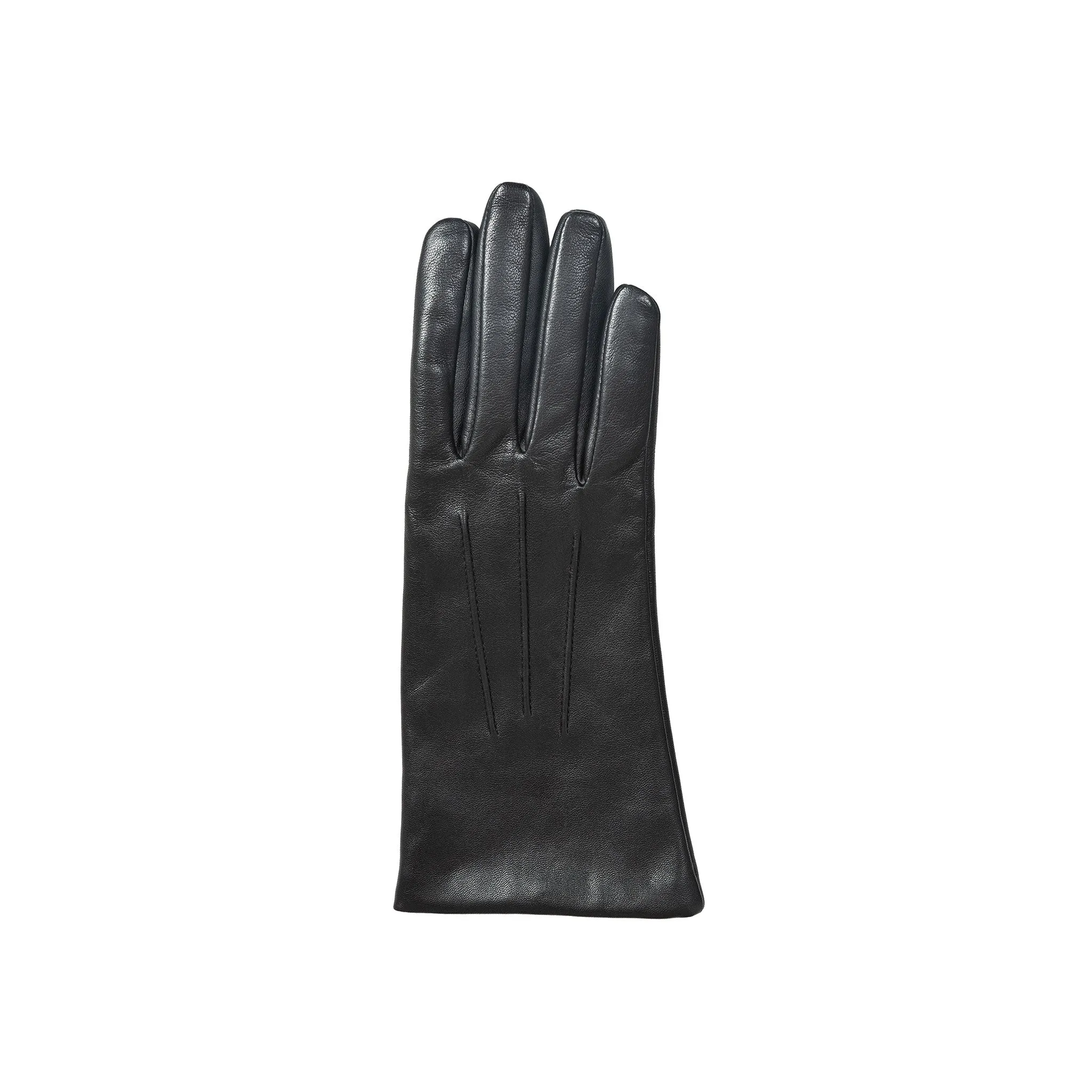 Women’s Touchscreen Three-Point Cashmere-Lined Leather Gloves