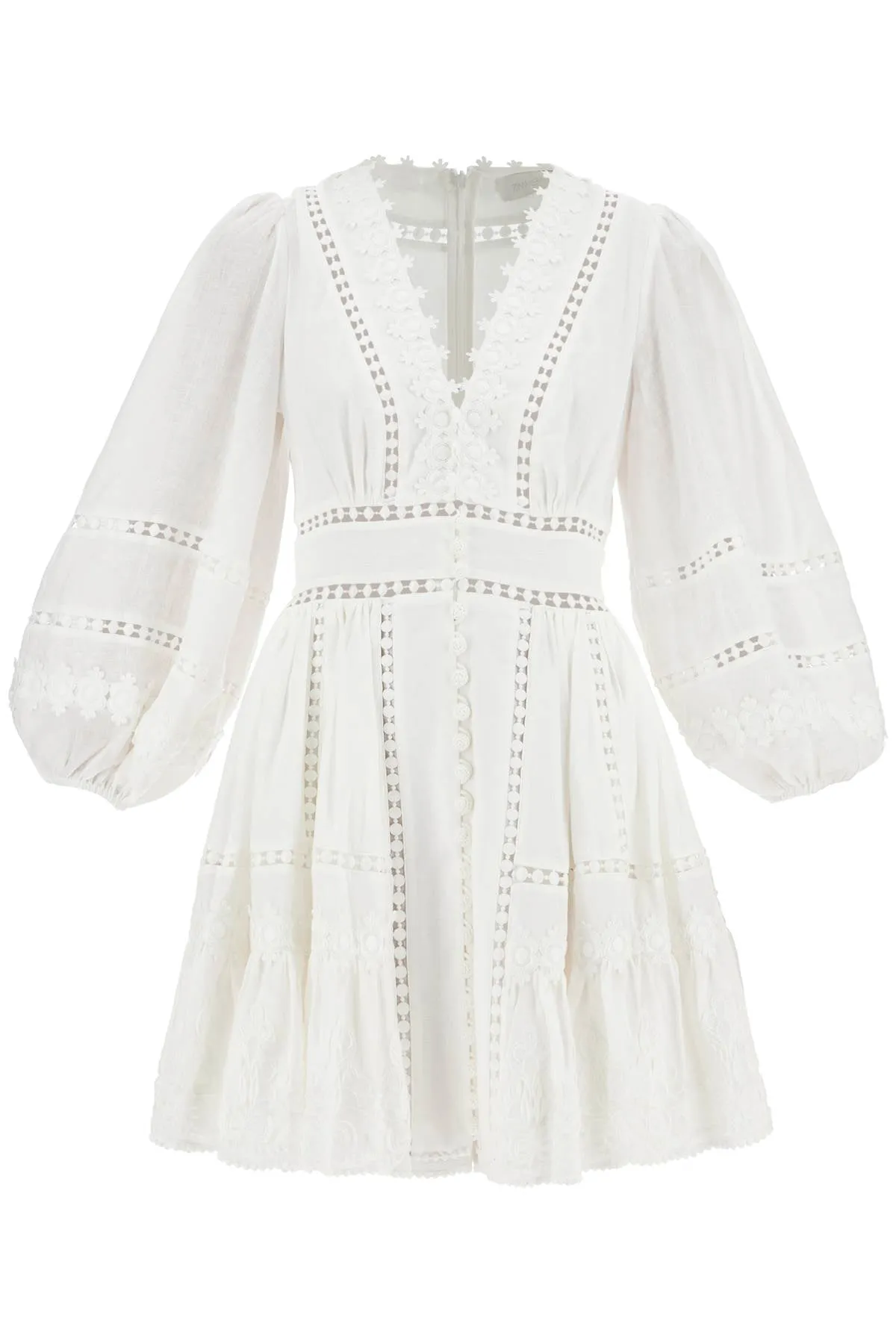 ZIMMERMANN short dress with cutwork embroidery details